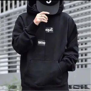 Supreme x Comme de Garçons Black Terry Knit Split Logo Hoodie - Size L